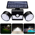 Miniatyrbild 1 av 5: Utomhus solcellslampa, utomhus solcells vägglampa, med 30 vattentäta dubbla LED-strålkastare, 360 graders rotation, sensor
