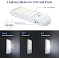 Miniatyrbilde 4 av 5: LED Nattlys Oppladbart Nattlys, Bevegelsessensor Nattlys med Selvklebende Magnetstriper [2-pakning]. 3 Moduser (auto/på/av) Nattlys for Seng