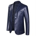Pikkukuva 1 / 5: Miesten rento lovikaulus, 2 napin kapea keinonahkatakki bleiseri Navy XL