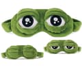 Set med 3 3D Sovmask Groda Ögonmask, Söt Tecknad Fluffig Fancy Nattmask Grön