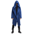 Miniatyrbillede 1 af 5: Lang draperet hættecardigan til mænd med to lommer, lange ærmer, løs, afslappet lang model M Blue