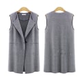 Miniatyrbilde 2 av 5: Ermeløs vest for kvinner, avslappet cardigan, lange ensfargede topper 4XL B