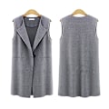 Miniatyrbillede 2 af 5: Dame Ærmeløs Vest Casual Cardigan Toppe Lang Ensfarvet Frakke 4XL B