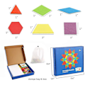 Miniatyrbillede 5 af 5: 155 Træmønster Byggeklodser Sæt, Geometrisk Form Puslespil Børnehave Tangram Legetøj, Egnet Til Børn I Alderen 4-8, Inklusive 24 Designkort