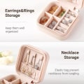 Miniatyrbilde 2 av 5: Reise Smykkeskrin, Liten Smykkeskrin Bærbar Smykker Reise Organizer Display Oppbevaringsboks For Ringer Øredobber Halskjede Armbånd, Gave Til Kvinner Jente