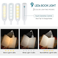 Miniatyrbilde 2 av 5: 9 LED Leselys, Oppladbart Leselys i 3 Lysstyrkemoduser (kjølig Hvit/varm Gul), svart