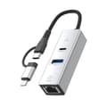 Miniatyrbillede 1 af 4: Type-C / 8-Pin til Type-C RJ45 USB-A HUB Udvidelseskonverter Silver