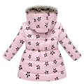 Miniatyrbillede 2 af 5: Pigevinterfrakke Jakke Hætte Børn Blomsterprint Parka Overtøj Pink 1 130