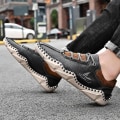 Miniatyrbild 4 av 5: Herrhandsydda casual skor andningsbara mode sneakers 105 Black EU 43