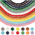 Miniatyrbillede 1 af 5: 574 stk. 10 mm Farverige Træperler 14 Farver Runde Træhåndværksperler Store Hul Træafstandsstykkeperler til DIY Sæsonbestemt Forår Påske Hjemmefest Dekoration