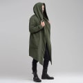 Miniatyrbillede 4 af 5: Lang draperet hættecardigan til mænd med to lommer, lange ærmer, løs, afslappet lang model L Green