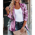 Miniatyrbild 2 av 5: Kvinnors Sequinjacka, Glitter Sparkle Casual Långärmad Blazerrock Pink M