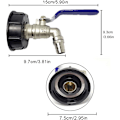 Miniatyrbillede 2 af 5: 1000l Tankhane, til IBC regnvandsopsamler, dræntankadapter, messinghane lavet af PP grovgevind 60 mm (blå 3/4\")