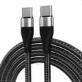Pikkukuva 1 / 5: ADC-004 USB-C / Type-C - USB-C / Type-C PD -pikalataus punottu datakaapeli Silver 2m