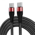 Pikkukuva 1 / 5: ADC-004 USB-C / Type-C - USB-C / Type-C PD -pikalataus punottu datakaapeli Red 1m