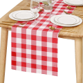 Miniatyrbilde 1 av 5: Homes Bordløper For 8-seters Spisestue - Rustikk Landstil Dekor Miljøvennlig Bomull, Dekorativ Homespun Rutete Klut For Fest, Restaurant & Utendørs red 33x275cm