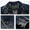 Pikkukuva 4 / 5: Denimbleiseri Takki Miesten Rento Arkityyli Monitaskuinen Denim Lovikaulus Dark Blue XL