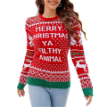 Miniatyrbilde 1 av 5: Damegenser Langermet Julemønster Rund Hals Casual Løs Pullover Genser style 1 L