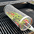 Miniatyrbilde 1 av 5: Bbq Rullende Grillkurv, Grillkurv i Rustfritt Stål med Trådnett, Bærbart Utendørs Campingkokekar for Grønnsaker