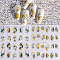 Pikkukuva 5 / 5: Kynsitarra-arkit 8 kpl itseliimautuvia kynsitarroja, lehtikuvioisia kynsitarvikkeita naisille, 9,2 * 7,3 cm