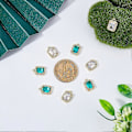 Miniatyrbillede 3 af 5: 8 stk. 2 farver firkantede krystal charms 18K guldbelagte ottekant charms facetslebne glas charms firkantede rhinestone vedhæng til DIY smykkefremstilling Hul: 1,5 mm