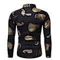 Miniatyrbilde 2 av 5: Blomstrete Hawaiiskjorte for menn, Slim Fit fritidsskjorte for stranden Black L