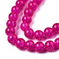 Pikkukuva 4 / 4: 1 Säie Fuksia Läpinäkyviä Halkeilevia Pyöreitä Lasihelmiä Säikeitä 10mm Reikä: 1.3~1.6mm noin 80kpl/säie 31.4 tuumaa