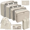Miniatyrbild 1 av 5: 9 Set Packningskuber Resväskor Packningsorganisatörer För Reseaccessoarer beige