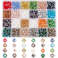 Miniatyrbilde 1 av 5: 1200 stk. 6 mm Elektropletterte Glassperler Tråder 24 Farger Fasetterte Glasskrystallperler Bicone Armbåndsperler Løse Håndverksperler for Halskjede Øredobb Nøkkelring