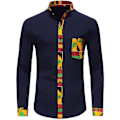 Miniatyrbild 1 av 5: Herr Casual Button Down Skjorta Långärmad Hipster Strand Skjortor Navy M