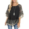 Miniatyrbillede 1 af 5: Dame Casual Leopard Blomsterprint T-shirts med Halvlange Ærmer Black L