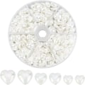 Miniatyrbilde 1 av 5: 780 stk. 3 Størrelser Hjerte Perle Cabochon Flat Bak Imitasjon Perler Antikk Hvit Plast Cabochon for Neglekunst Scrapbook DIY Dekorasjon