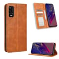 Magnetiskt spänne retro textur läder telefonfodral för Wiko Power U20 / U10 Brown