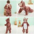 Miniatyrbilde 3 av 5: Dyredress med hette for barn, vintervarm fleece hettegenser jumpsuit romper Brown 100