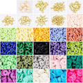 Miniatyrbillede 4 af 5: 6900 stk. Håndlavede polymer lerperler Flade runde afstandsstykkeperler med legeringsvedhæng og kauri-skalperler til DIY smykkefremstilling