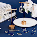Miniatyrbild 4 av 5: 1 Ask 32 st 8 Stilar Hålram Charm Öppna Bezel Charm Legering Guld Geometriska Bak Sättningar Trianglar Kvadrat Runda Oval Charm Bulk för Smyckestillverkning