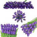 Miniatyrbilde 2 av 4: Kunstig Tulipan Fake Holland Mini Tulip Real Touch Blomster 24 stk For DIY Hjemmefest Bryllupsdekor (blå)