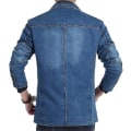 Miniatyrbillede 2 af 5: Denim Blazer Jakke Jakkesæt Herre Casual Hverdag Stil Multi Lomme Denim Hakket Revers Light Blue XL