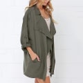 Miniatyrbilde 2 av 5: Dame Seven-quarter Erme Trenchcoat Britisk Stil Ensfarget Løs Casual S A