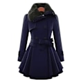 Miniatyrbillede 4 af 5: Dame Dobbeltradet Vinterjakke Vintage Mode Trenchcoat Ensfarvet 4XL Camel