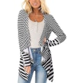 Miniatyrbillede 1 af 5: Dame Langærmet Stribet Casual Cardigan Frakke Til Efterår Strand 2XL B