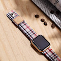 Miniatyrbilde 2 av 5: Stoffremmer Kompatible med Apple Watch 41mm 40mm 38mm, Canvasrem med Mykt Ekte Skinnfôr og Trykknapp for Apple Iwatch Series 7/6/5/