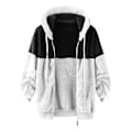 Miniatyrbillede 1 af 5: Fleece Hættefrakke til Kvinder Langærmet Lynlås Lomme Hætte Holder Varmen i Det Kølige Vejr S Black