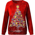 Miniatyrbillede 3 af 5: Langærmede juletoppe til kvinder, løse og behagelige O-hals pullovers style 3 2XL