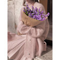 Miniatyrbillede 4 af 5: Ensfarvet cardigan med V-udskæring, elegant langærmet cardigan til efterår og vinter, dametøj Pink L