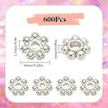 Pikkukuva 2 / 5: 1 Laatikko 600kpl Hopeisia Daisy-helmiä 6mm Kukka Välihelmet Bulkki Tiibetiläinen Metalliseos Mini Pyöreä Lumihiutale Rondelle Löysät Korut Helmi Korujen Valmistukseen Sup