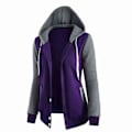 Miniatyrbillede 1 af 5: Sweatshirt til kvinder Patchwork Hætte Langærmet Firdobbelt-knap Top Jakke M Purple