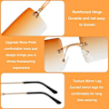 Miniatyrbillede 3 af 5: harp Rektangulære Rimless Solbriller, 4 stk. Retro Rektangulære Rimless Solbriller til Kvinder Mænd - Firkantede Rimless Solbriller