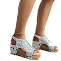 Miniatyrbillede 1 af 5: Sandaler Damer Tyk Sål Retro Sandaler Damer Sequin Nitter Velcro Sandaler Silver EU 39