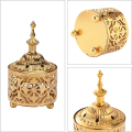 Miniatyrbillede 3 af 5: Retro Metal Sort Røgelsesbrænder Retro Røgelsesbrænder Røgelsespindeholder Aromaterapi Dekorative Ornamenter (guld)